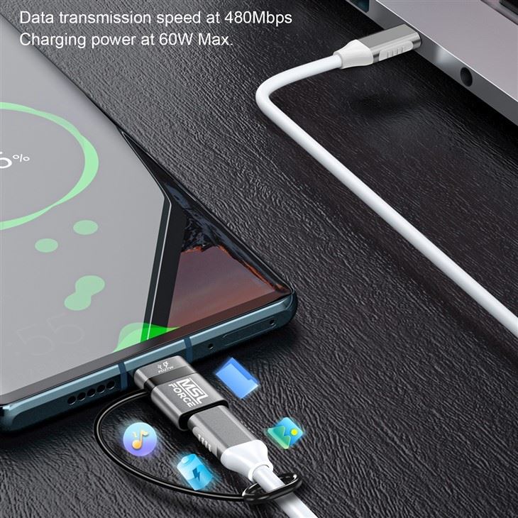 Lightning To USB-C PD 60W Rapid Charging Adapter With Smart Chip